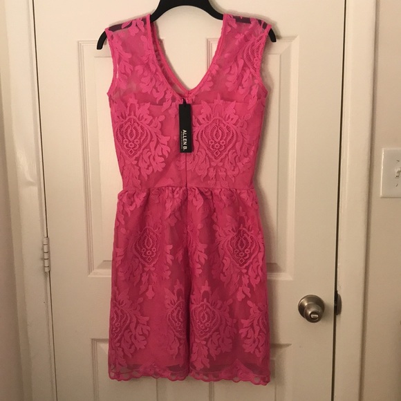 Allen B. By Allen Schwartz Bright Pink Lace Dress, Size XS - Picture 2 of 6